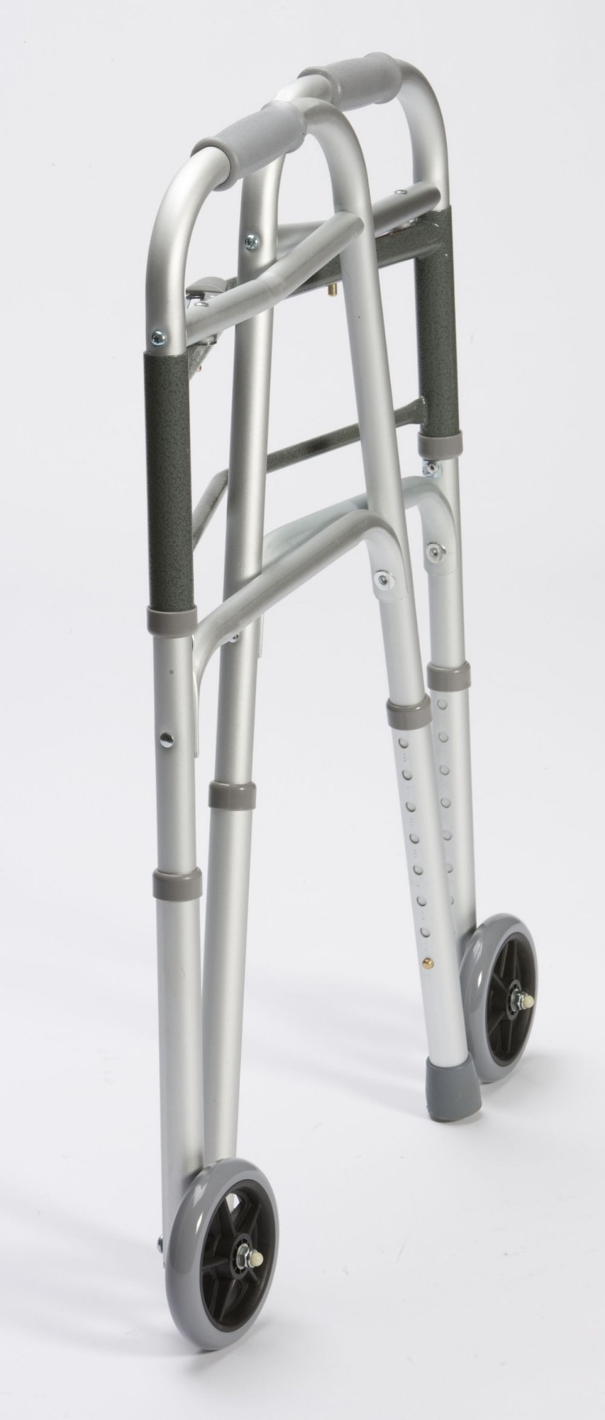Picture of Folding Walker with wheel Portable Light Weight Height Adjustable Foldable Walker for Men Women Adults Patients & Old age People Silver