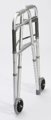 Picture of Folding Walker with wheel Portable Light Weight Height Adjustable Foldable Walker for Men Women Adults Patients & Old age People Silver
