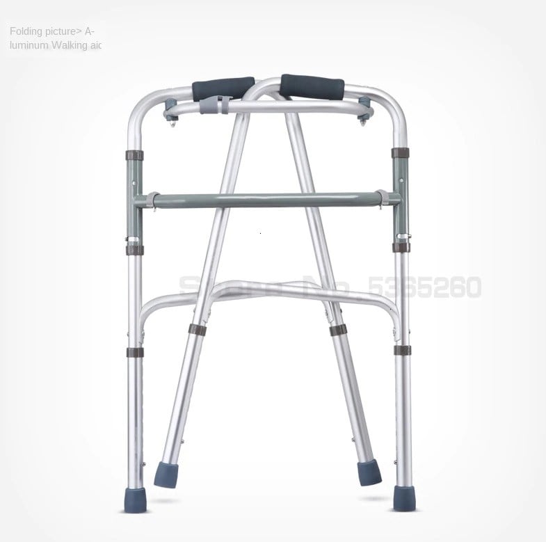 Picture of Folding Walker with wheel Portable Light Weight Height Adjustable Foldable Walker for Men Women Adults Patients & Old age People Silver