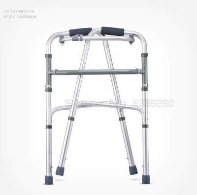 Picture of Folding Walker with wheel Portable Light Weight Height Adjustable Foldable Walker for Men Women Adults Patients & Old age People Silver