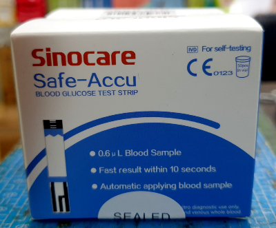 Picture of Sinocare Safe Accu Test Strips, Blood Glucose Sugar Test 25+25 = 50 Pcs Multicolor