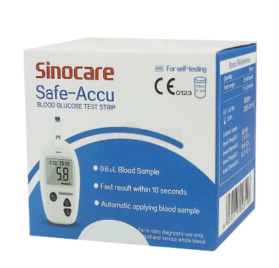 Picture of Sinocare Safe Accu Test Strips, Blood Glucose Sugar Test 25+25 = 50 Pcs Multicolor