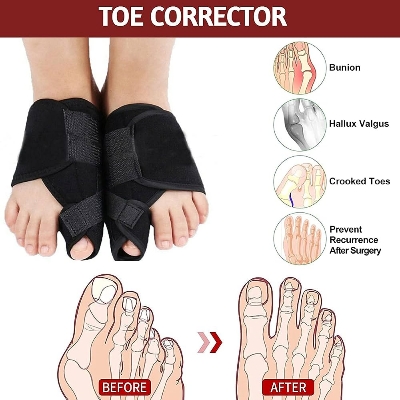Picture of 1pcs Soft Bunion Corrector Toe Separator Splint Correction System Medical Device Hallux Valgus Foot Care Pedicure Orthotics Black
