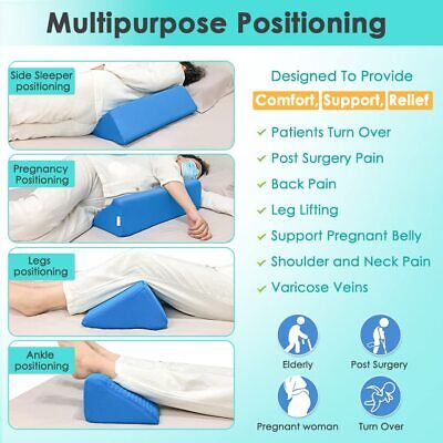 Picture of Bed Wedge Pillow Foam Body Positioner Elevate Support Back Neck Pain Leg Rest 20*20*40 Grey