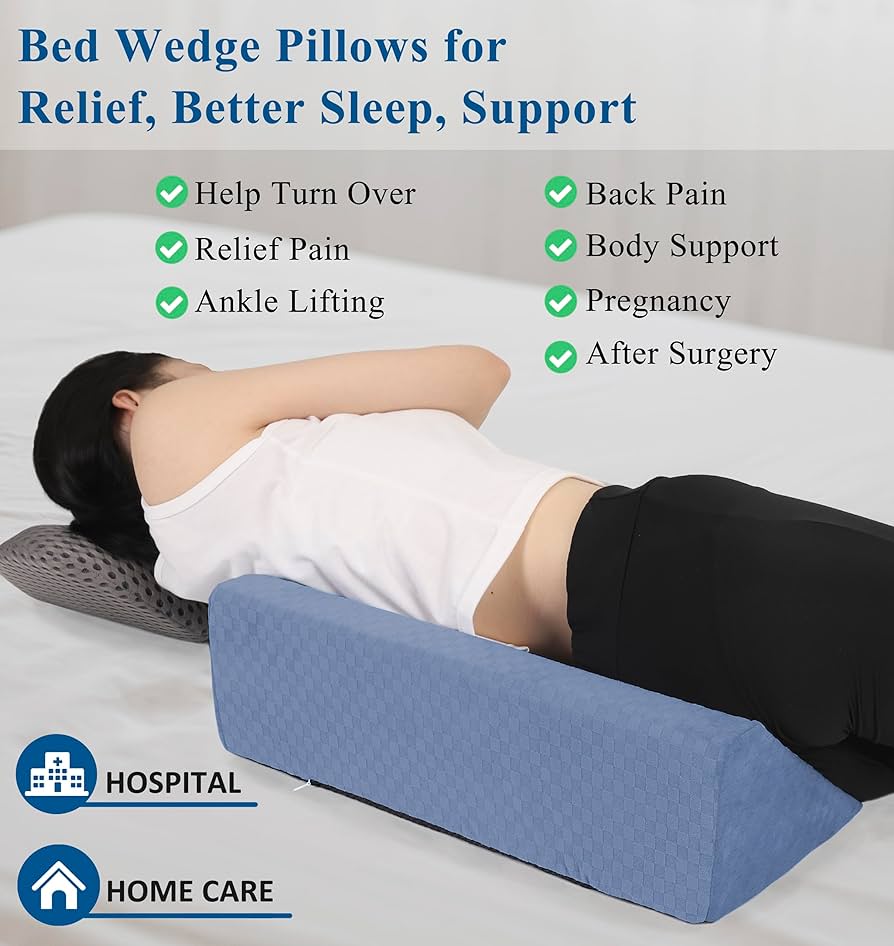 Picture of Bed Wedge Pillow Foam Body Positioner Elevate Support Back Neck Pain Leg Rest 20*20*40 Grey