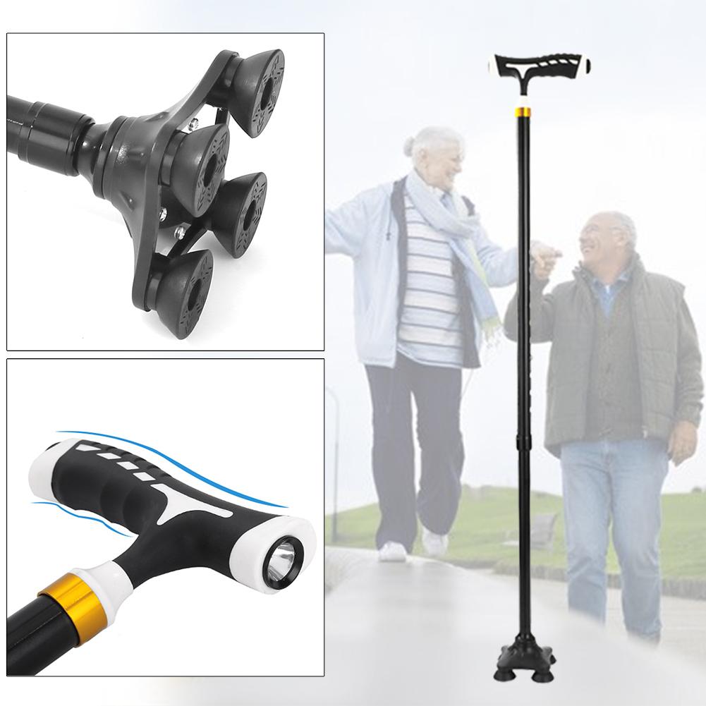 Picture of T-handle Hiking Anti-Slip Poles Cane Walking Stick Cane Crutch with LED Light Mountaineering Hiking Tools Multicolor