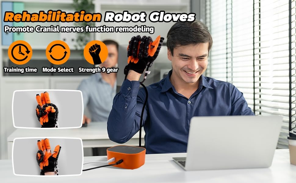 Picture of Electric Rehabilitation Robotic Gloves,Stroke Therapy Equipment for Adults,Hand Rehabilitation Robot Gloves,Stroke Recovery Multicolor