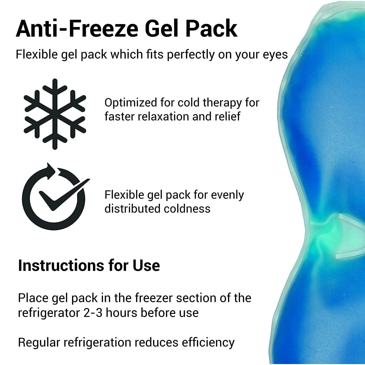 Picture of elvet Cooling Gel Relaxing Eye Sleep Mask For Dark Circles, Dry Eyes, Cooling Eyes, Pain Relief, Redness, Eye Patches, Sleeping Cool Pad Suitable For All Family Members Sleeping Mask Black