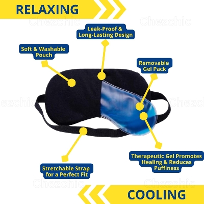 Picture of elvet Cooling Gel Relaxing Eye Sleep Mask For Dark Circles, Dry Eyes, Cooling Eyes, Pain Relief, Redness, Eye Patches, Sleeping Cool Pad Suitable For All Family Members Sleeping Mask Black