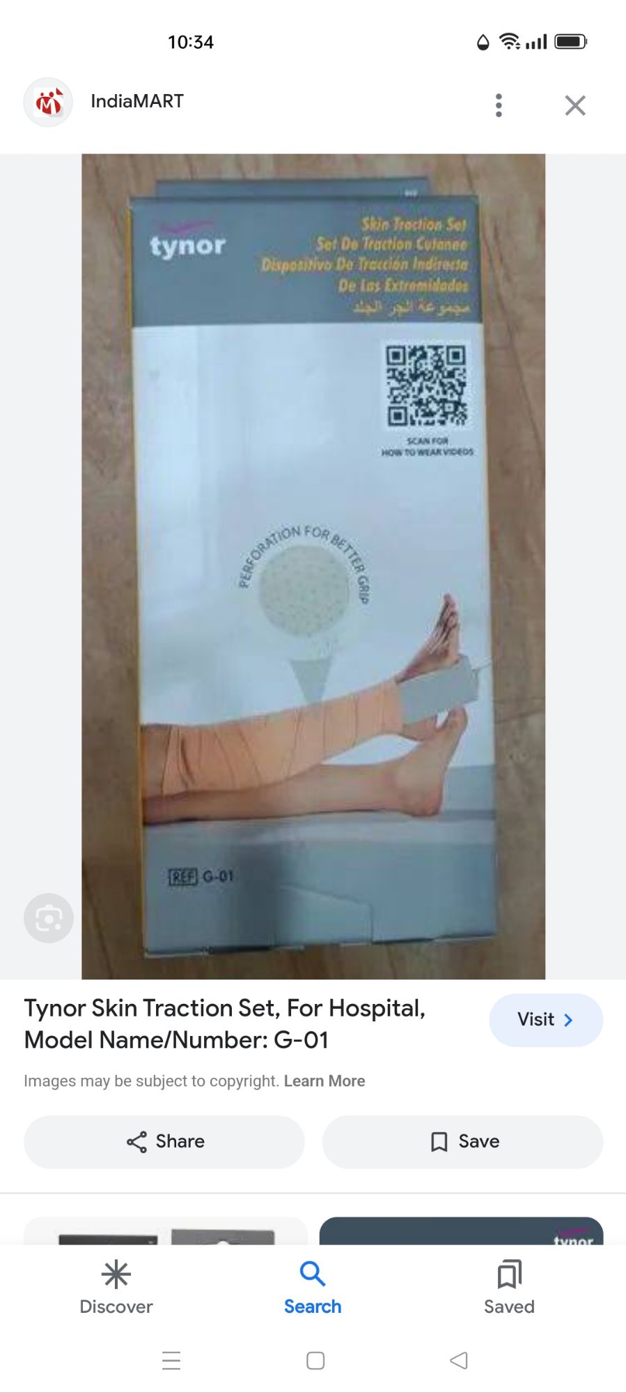 Picture of Tynor Skin traction set (Leg traction Adjustable pain relief) Brown