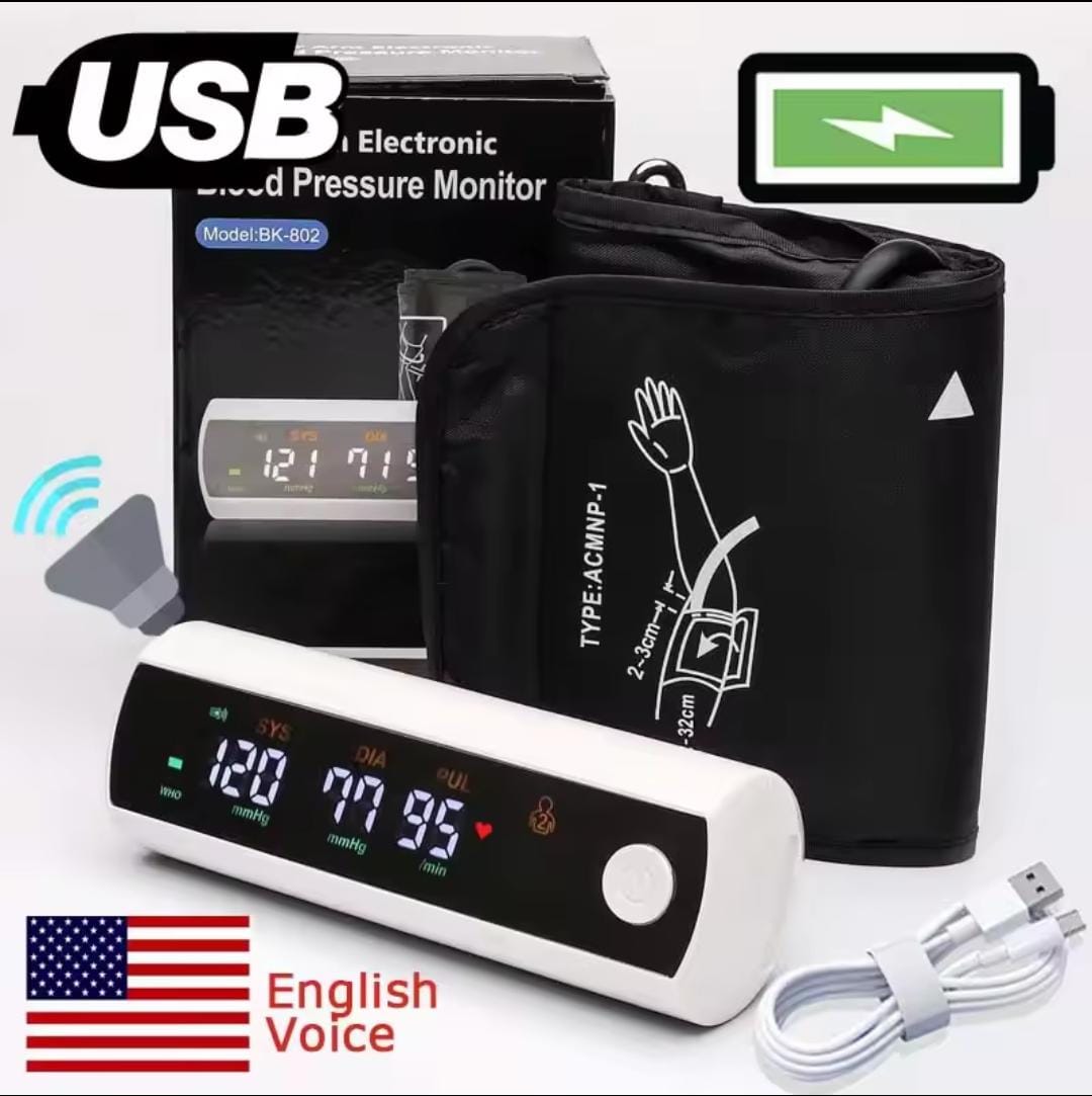 Picture of LCD Screen Sphygmomanometer, Rechargeable Li-ion Battery, English Voice, Large LCD Screen, Blood Pressure Monitor, Tonometer, Arm Multicolor