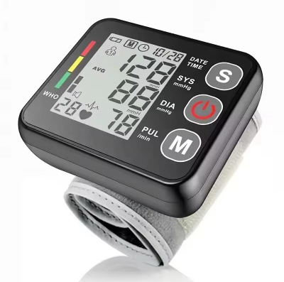 Picture of Wrist Blood Pressure Monitor Voice Medical Tonometer Backlit LCD Digital Sphygmomanometer Heart Rate Arrhythmia Pulse BP Monitor Multicolor