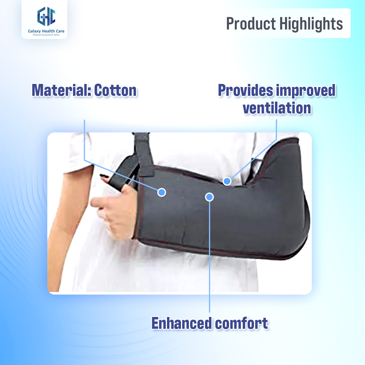 Picture of Taiba Arm Sling Pouch For Fracture Support For Arm Movement For Men & Women Immobilization Support for both hand Grey