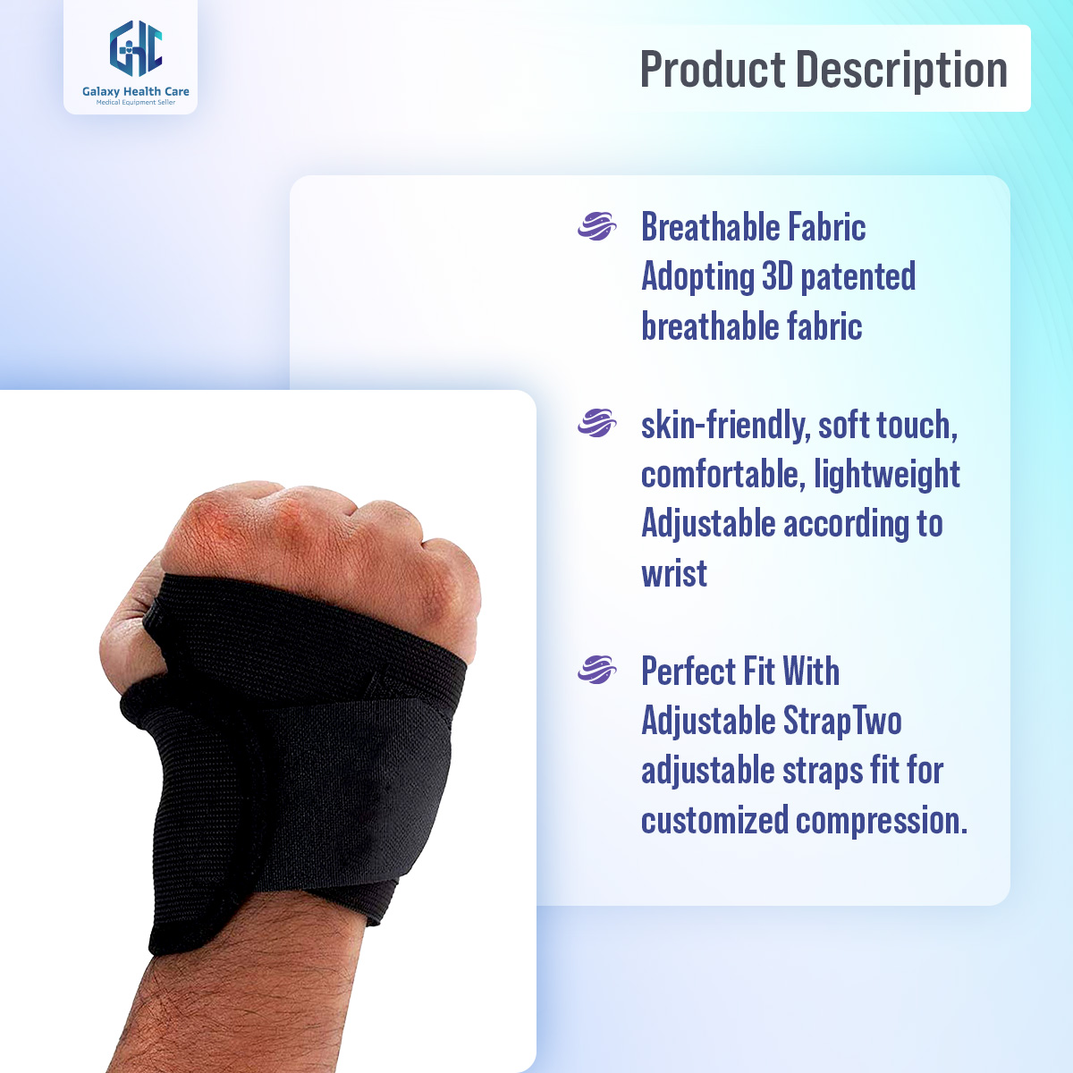 Picture of Taiba Thumb & Wrist Support Wrap Brace Binder Stabilizer for Men & Women Gym Workout Sports Hand Injuries Warmer Band, Pain Relief, Arthritis, Tendonitis, Supporter Light Ash