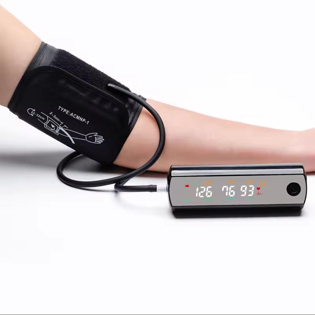 Picture of LCD Screen Sphygmomanometer, Rechargeable Li-ion Battery, English Voice, Large LCD Screen, Blood Pressure Monitor, Tonometer, Arm Light Ash