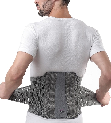 Picture of Tynor Contoured L.S support,(Soientifically designed belt with four contoured rigid splints inside the back panel that provides strong immobilisation and support ) Grey