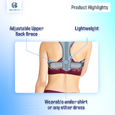 Picture of Posture Corrector For Men And Women - Adjustable Upper Back Brace For Clavicle To Support Neck, Back and Shoulder Grey