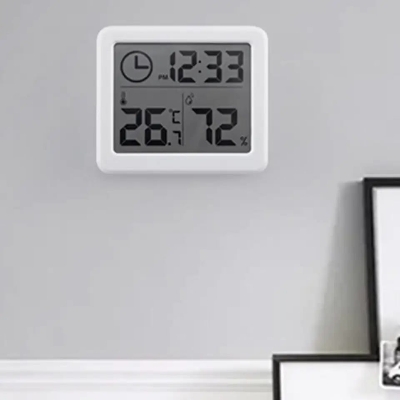 Picture of Digital Wall Clock With 3.2inch LCD Display Temperature Time Humidity Meter For Indoor Bedroom Baby Room5 Multicolor
