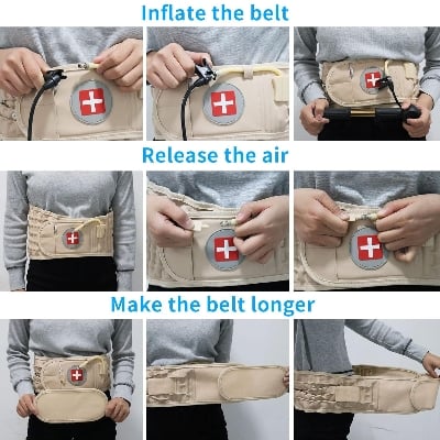 Picture of Decompression Back Belt,Spinal Air Traction Belt for Lower Back Pain Relief, Back Support & Lumbar Traction,One Size for 29 inches to 49 inches Waists Beige