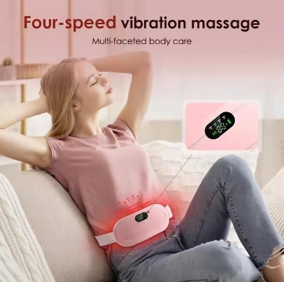 Picture of Period Cramp Relief Heating Pad Pain Device with 4 Massage Modes for Menstrual Pain and Belly or Back Pain Relief, LED Display, Comfortable Belt Multicolor