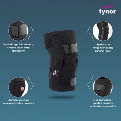 Picture of Tynor Knee wrap Hinged (Neo)J-15,(withAdjustable pain relief support) Black