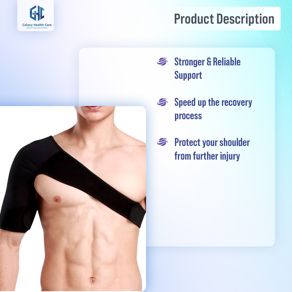 Picture of Shoulder Support Immobilizer-Shoulder Support for Rotator Cuff, Dislocated AC Joint, Labrum Tear, Shoulder Pain, Shoulder Stability Brace with Pressure Pad  Under Shirt Compression Pad 