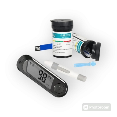 Picture of Blood Glucose Meter, Diabetes Testing Kit, Lancet Machine, Sugar Meter, Glucometer, 10 Test Strips, 5S, Get Data Fast Light Ash