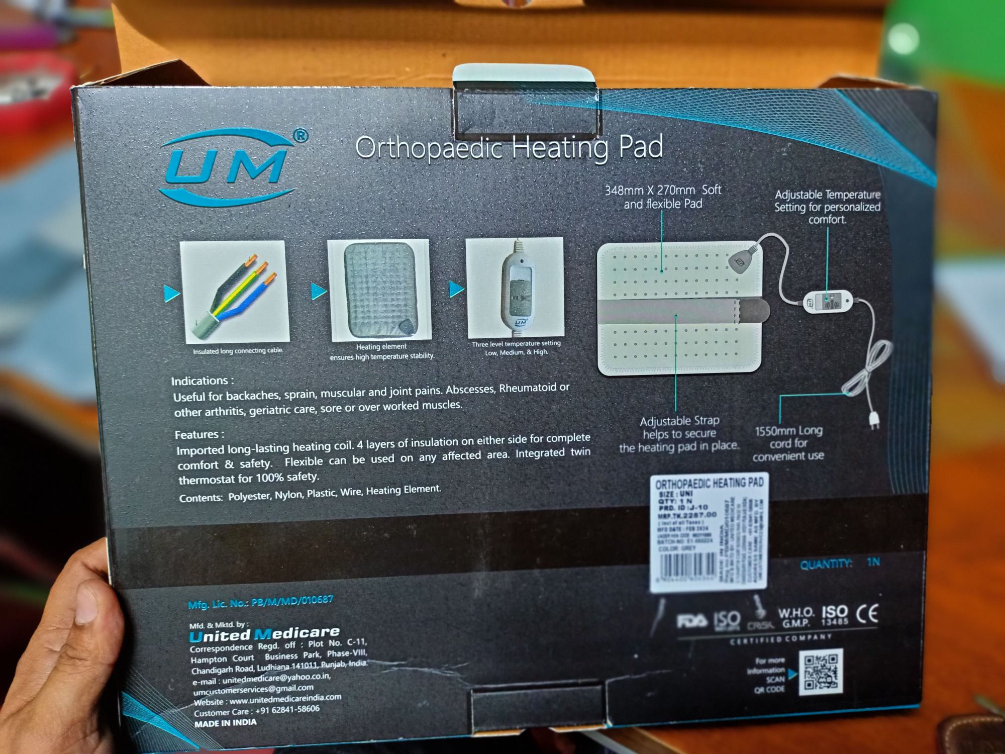 Picture of Orthopedic Heating pad,with adjustable,pain reliefOrthopedic Heating pad,(with pain relief adjustable ) Grey