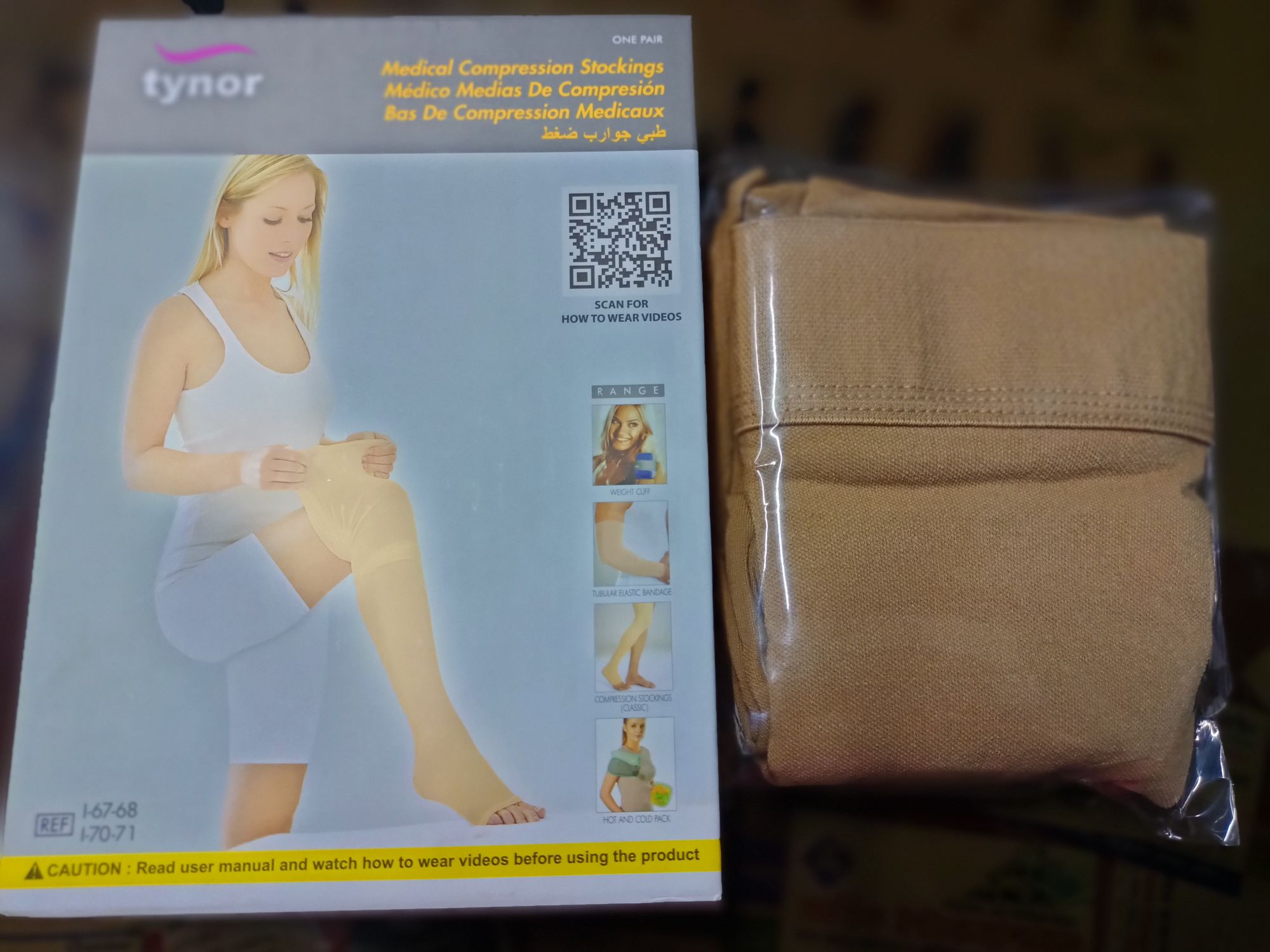 Picture of Tynor Medical Compression Stockings Thigh High  I-70 (Class -2)20-30 Grey