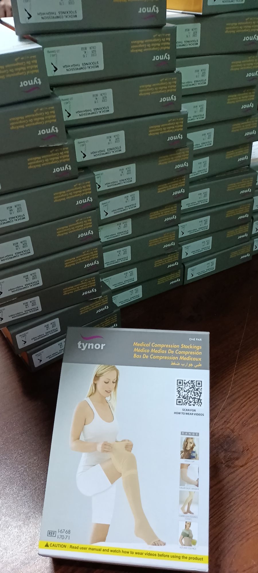 Picture of Tynor Medical Compression Stockings Thigh High  I-70 (Class -2)20-30 Grey