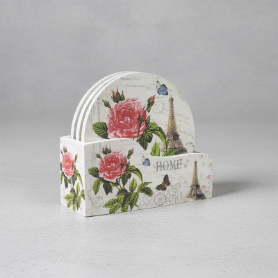 Picture of Paris Floral Coaster Set with Holder
