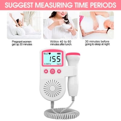 Picture of Portable Fetal Doppler Heartbeat Monitor with in Built Speaker Home Baby Fetal Heart Rate Monitor for Pregnancy New Mom Multicolor