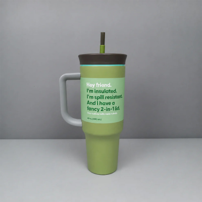 Picture of 40 oz Insulated Tumbler Mug with Handle & Straw-Matcha Mocha