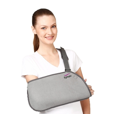Picture of Tynor Pouch Arm Sling Tropical  Immobilizes Broken Arm Grey