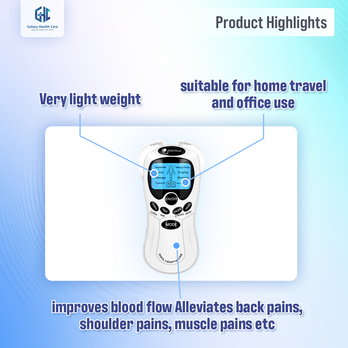 Picture of 8 Mode Ems Electric Herald Tens Machine Acupuncture Body Massage Digital Therapy Massager Muscle Stimulator Electrostimulator - Massage Machine Black