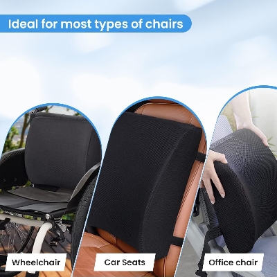 Picture of Lower Backrest Pillow – Foam Lumbar Support for Office Chair, Car Seat, Home & Travel  Ergonomic Foam Backrest Cushion for Back Pain Relief & Posture Correction – Black