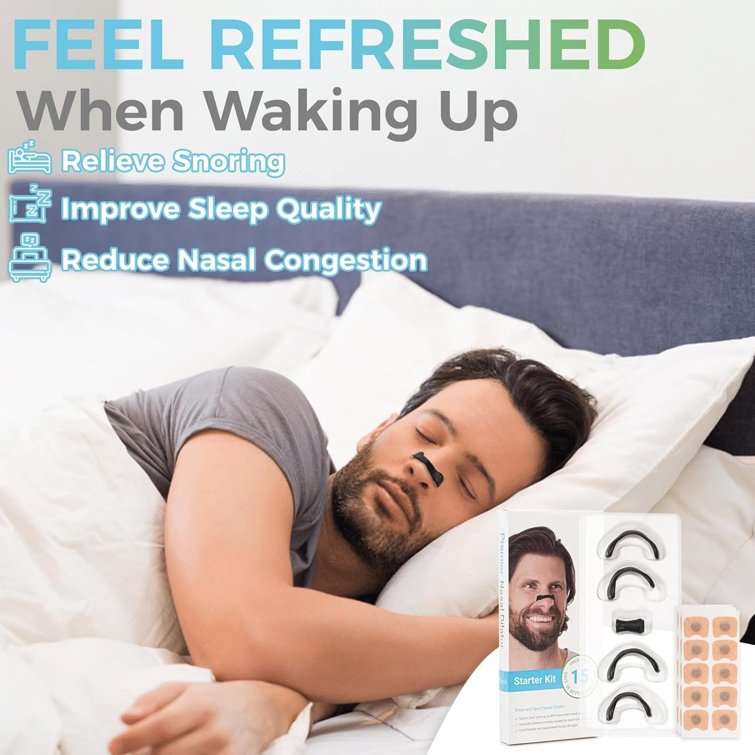 Picture of Magnetic Nasal Strips for Breathing  Anti Snoring Nose Clip  Skin Safe Sleep Nasal Strips  Nasal Dilators For Breathing  Instant Releif From Snoring  Snore Stopper  Anti Snoring Nose Clip  Anti Snoring Devices For Men  15 Count (Pack of 1) Multicolor