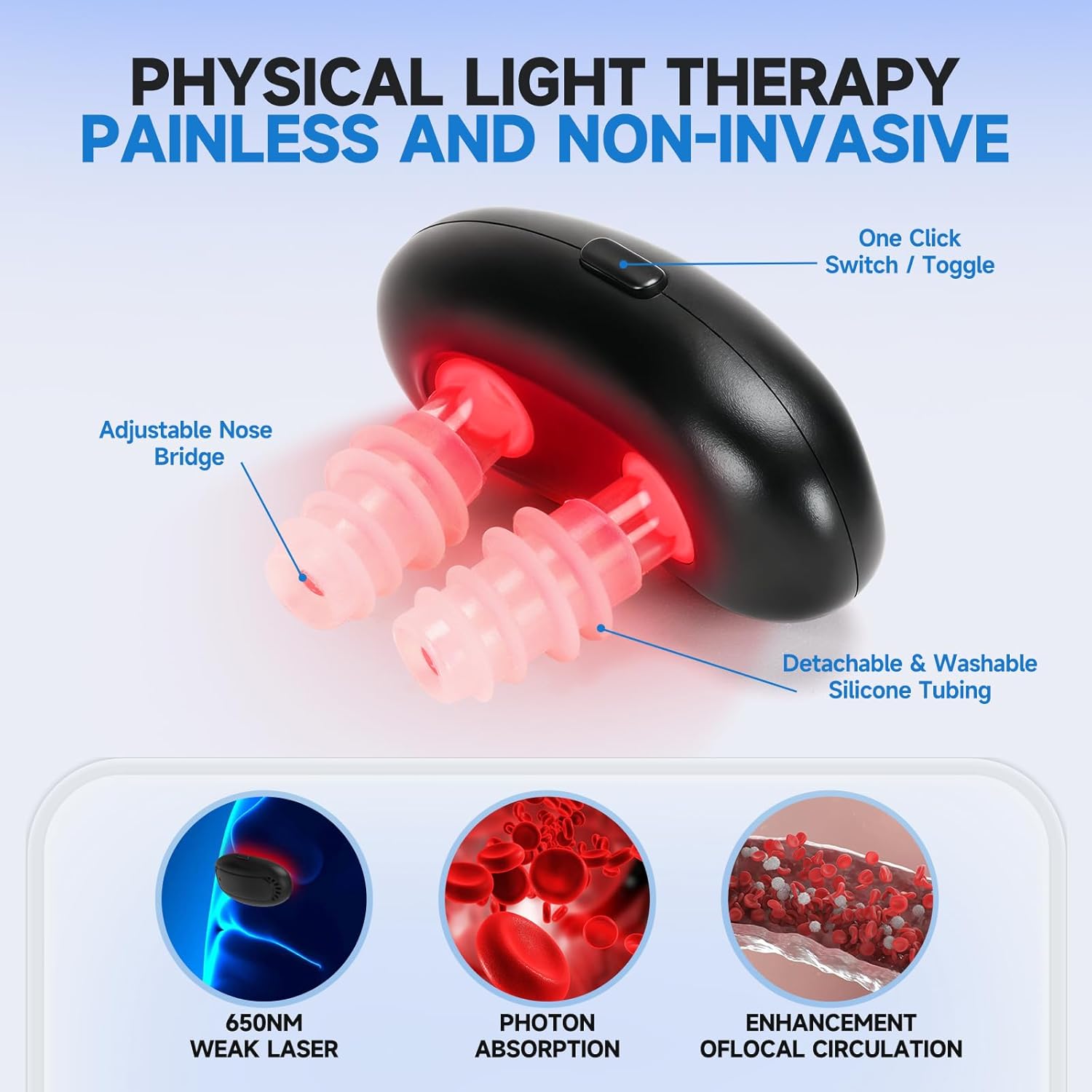 Picture of Respi Relief Red Light Nasal Therapy, Portable Respiratory Red Light, Infrared Rhinitis Device, Intelligent Infrared Nose Recovery Device for Allergic Chronic Rhinitis Multicolor
