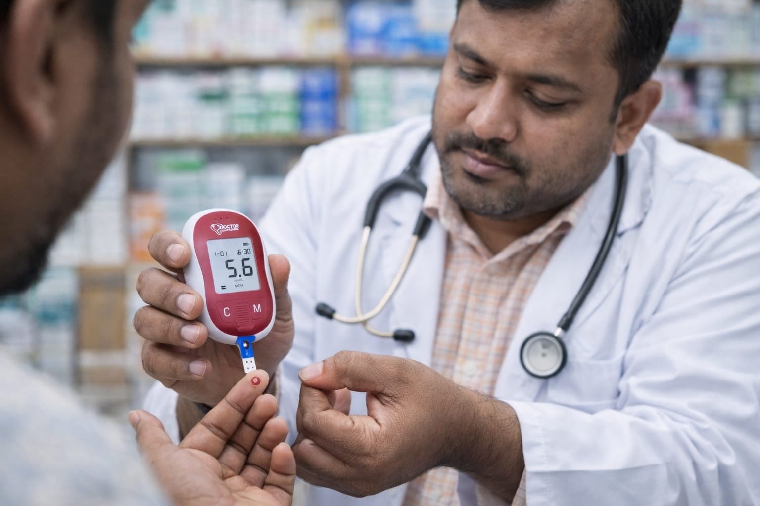 Picture of Doctor Care Blood Glucose Meter Life Time Replacement Guarantee Multicolor