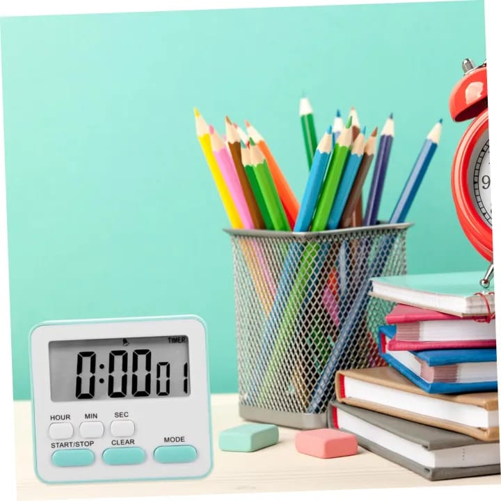 Picture of Kitchen Clock English 24-hour Electronic Timer Digital Reminder Alarm Clocks Cooking Countdown Timer LCD Multicolor