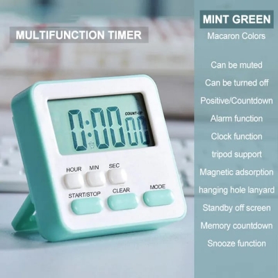 Picture of Kitchen Clock English 24-hour Electronic Timer Digital Reminder Alarm Clocks Cooking Countdown Timer LCD Multicolor