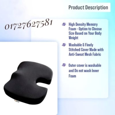 Picture of United Medicare Orthopedic Memory Foam Coccyx Seat Cushion for Tailbone Pain Relief – For Office/Home Chair Multicolor