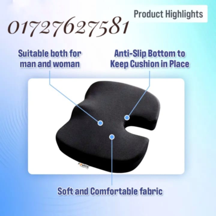 Picture of United Medicare Orthopedic Memory Foam Coccyx Seat Cushion for Tailbone Pain Relief – For Office/Home Chair Multicolor