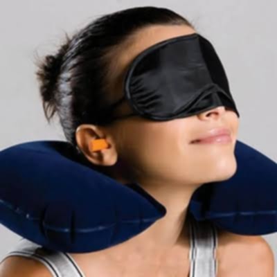 Picture of Travel Selection 3 in 1 with Comfort Neck Pillow Sleeping Eye Mask & Travel Earplug Set  Multicolor