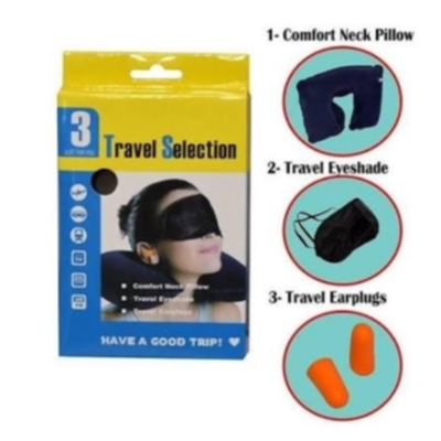 Picture of Travel Selection 3 in 1 with Comfort Neck Pillow Sleeping Eye Mask & Travel Earplug Set  Multicolor