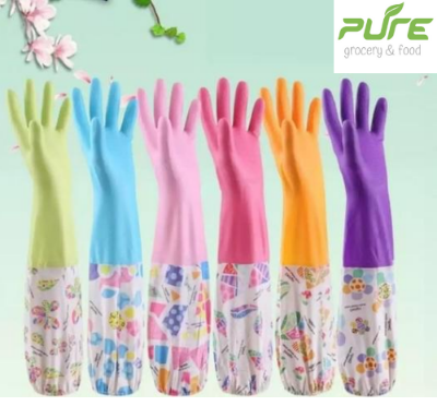 Picture of High Quality Multicolor Silicone Kitchen Hand Gloves for Dish Washing - 1 Pair Multicolor