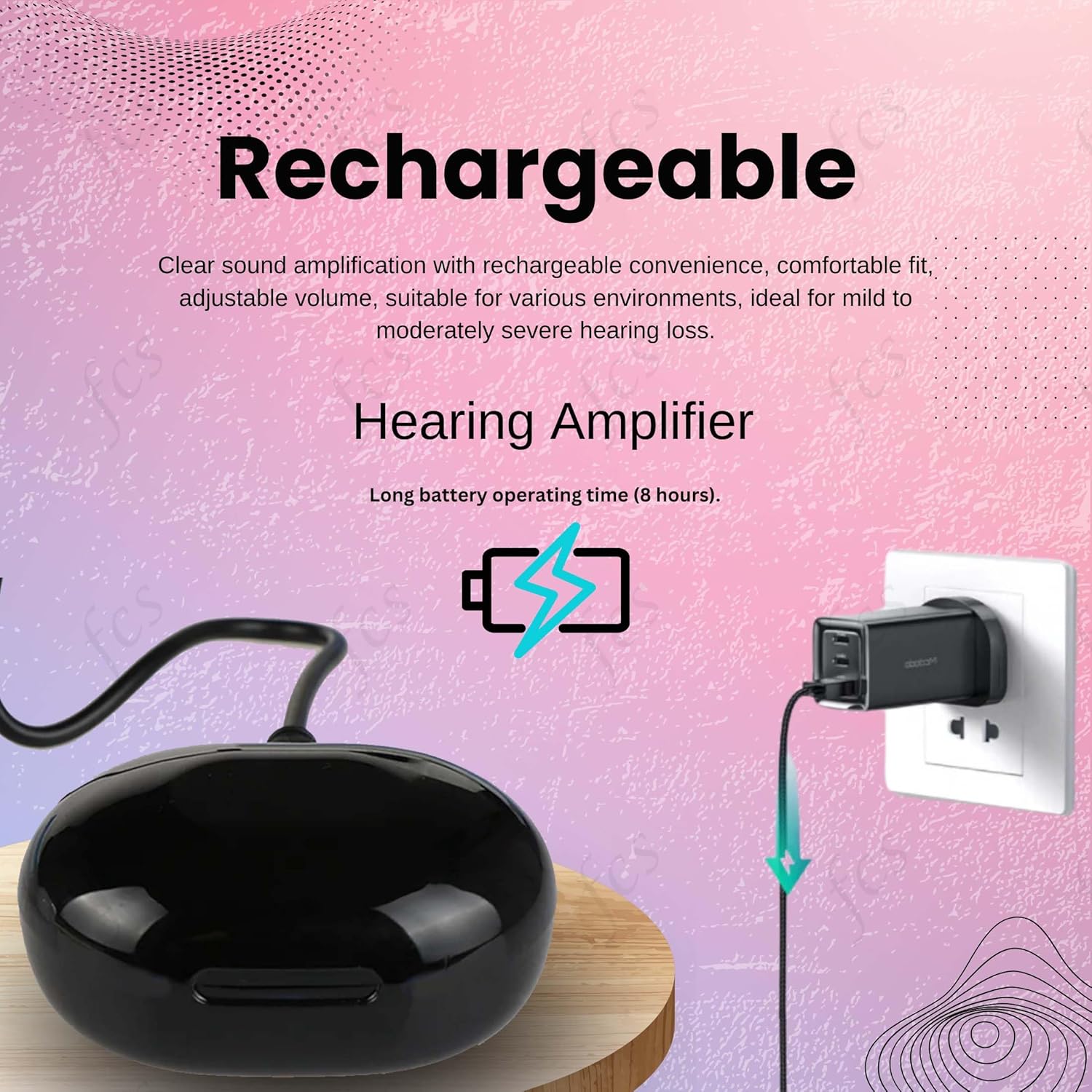 Picture of K-812 ITE Mini Rechargeable Hearing Aid Machine for Ear Old Age  Digital Hearing Aid Sound Amplifier Machine for Old Age with Auto Noise Cancellation  Suitable For Moderately Severe Hearing Loss  For Both Ear Black