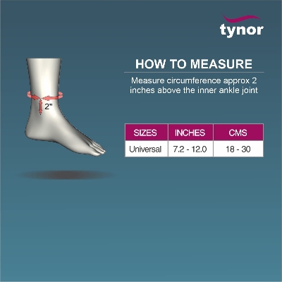 Picture of Tynor Ankle Support (Neoprene) is designed to give support, compression and controlled immobilization to weak or injured ankle. The stabilizing splint, supports the ankle where it is most needed, to prevent an ankle injury. it can be used in high impact Multicolor