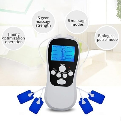 Picture of Rechargeable Tens Digital Therapy Machine Electronic Tens Unit Electrotherapy Device  (Pulse Massager with 8 Modes with 4 Pads) Multicolor