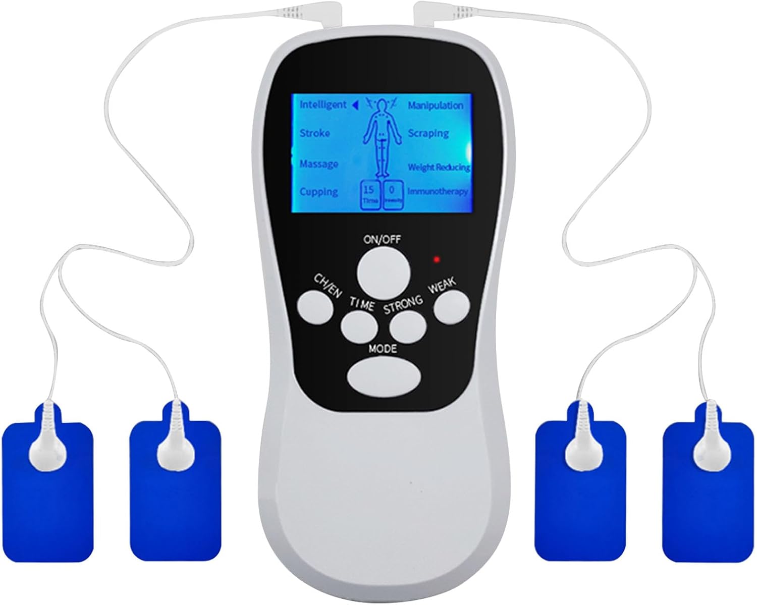 Picture of Rechargeable Tens Digital Therapy Machine Electronic Tens Unit Electrotherapy Device  (Pulse Massager with 8 Modes with 4 Pads) Multicolor